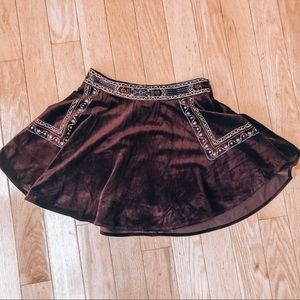 Flying Tomato Embroidered Velvet Skirt